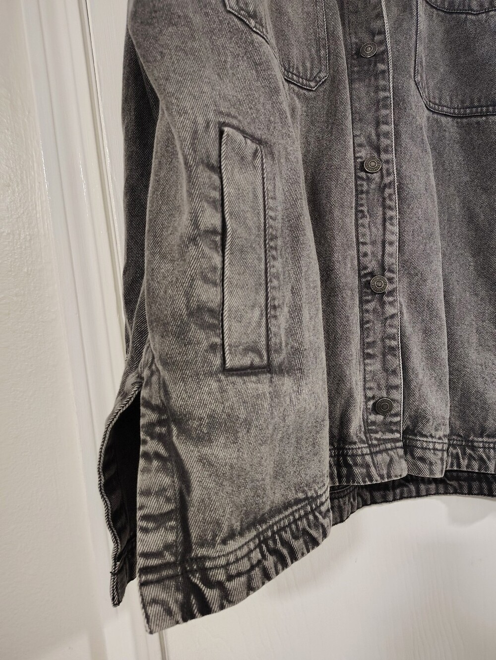Free People We The Free Madison City Denim Jacket Women's Medium Washed Black - Picture 8 of 11